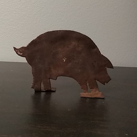 Vintage pig rusty metal silhouette ornament